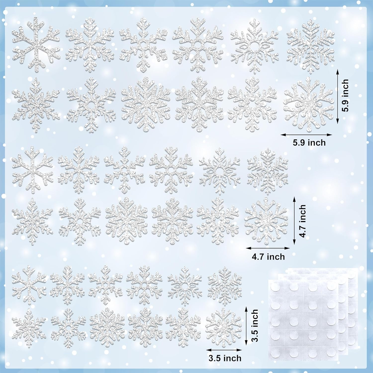 72 piezas de recortes de copo de nieve de invierno con purpurina de papel de copo de nieve para decoración de tablón de anuncios, decoración de