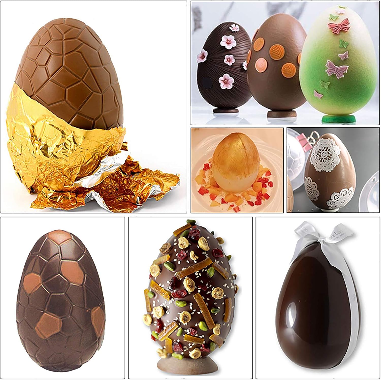 MOTZU Molde de huevo de Pascua, día de Pascua, 6 x 4.5 pulgadas, tamaño grande, molde de huevo de dinosaurio 3D para chocolate, sin patrón, molde