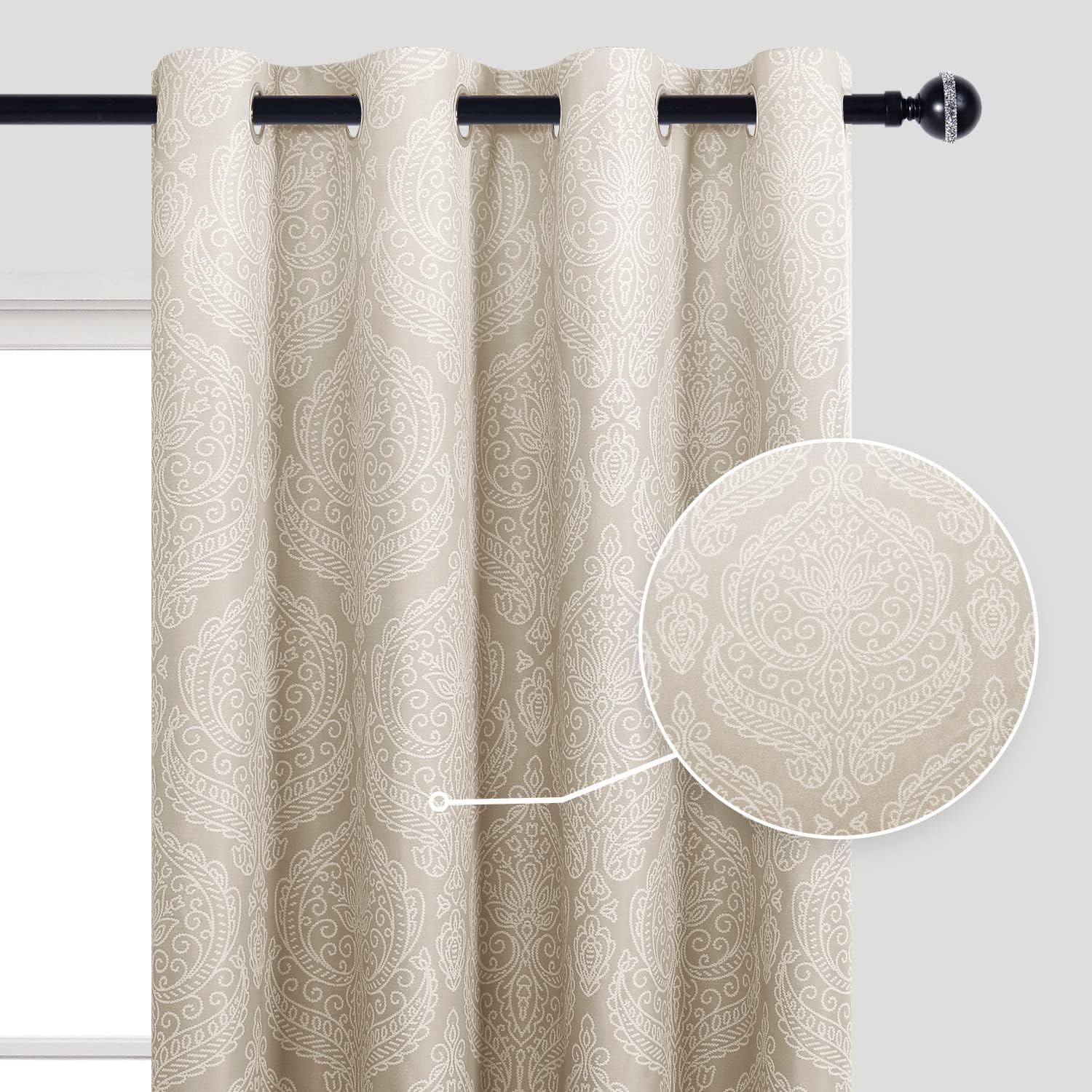 DWCN Cortinas opacas degradadas para sala de estar, aislamiento térmico, bloque de luz, ahorro de energía, degradado, damasco, ojales, para