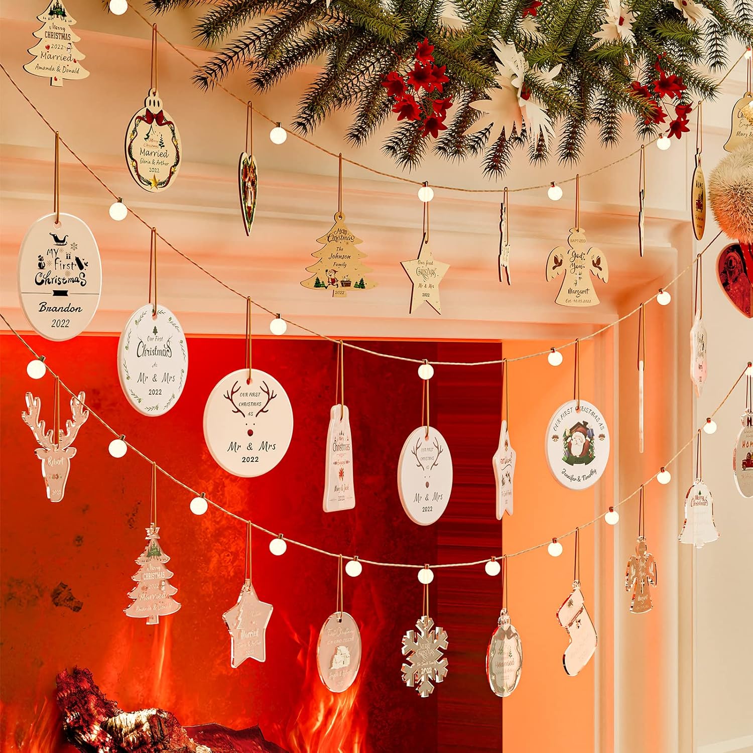 Bemaystar Adornos de Navidad personalizados con foto 2023  Adornos personalizados de imagen y texto para Navidad 2023, regalo personalizado de