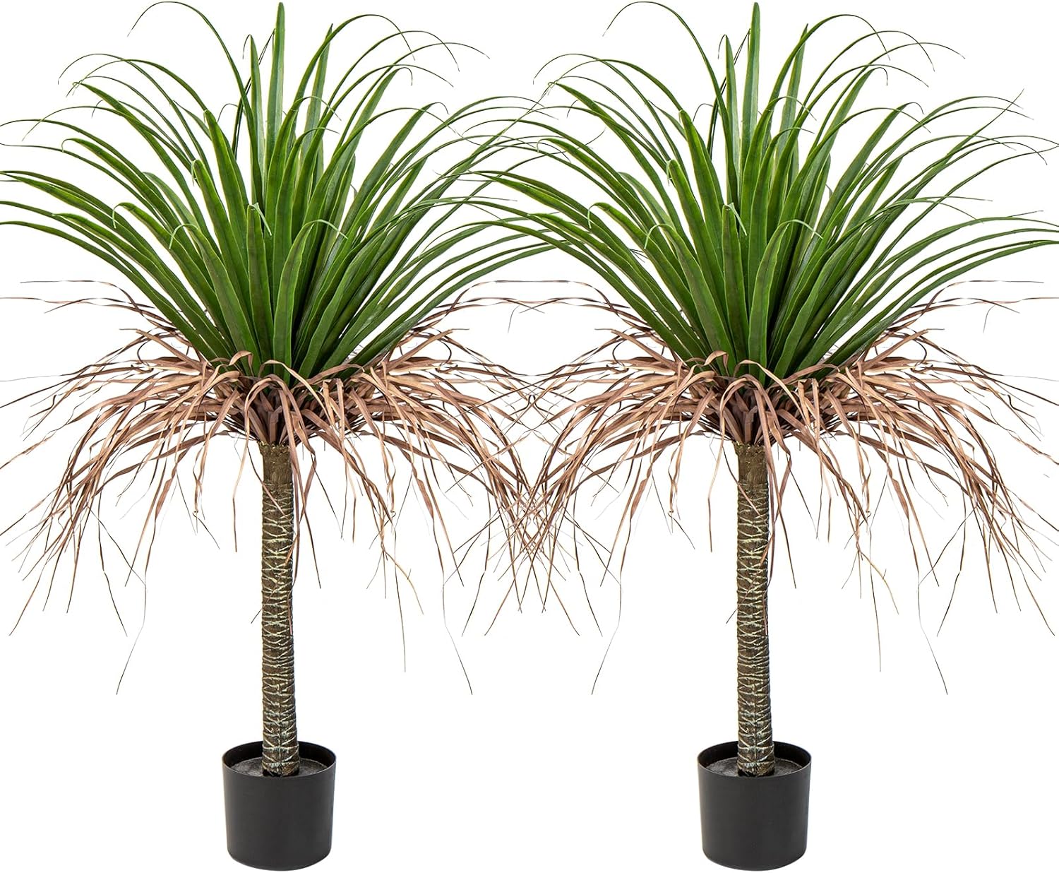 Paquete de 2 árboles artificiales de agave de 3.6 pies, árbol de yuca en maceta para decoración del hogar, oficina, interior y exterior, árbol de