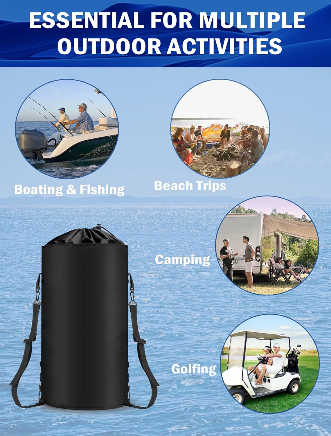 AngLink Bolsa de basura portátil para lancha, plegable 600D, bote de basura para lanchas de pesca, accesorios esenciales, bolsas de almacenamiento