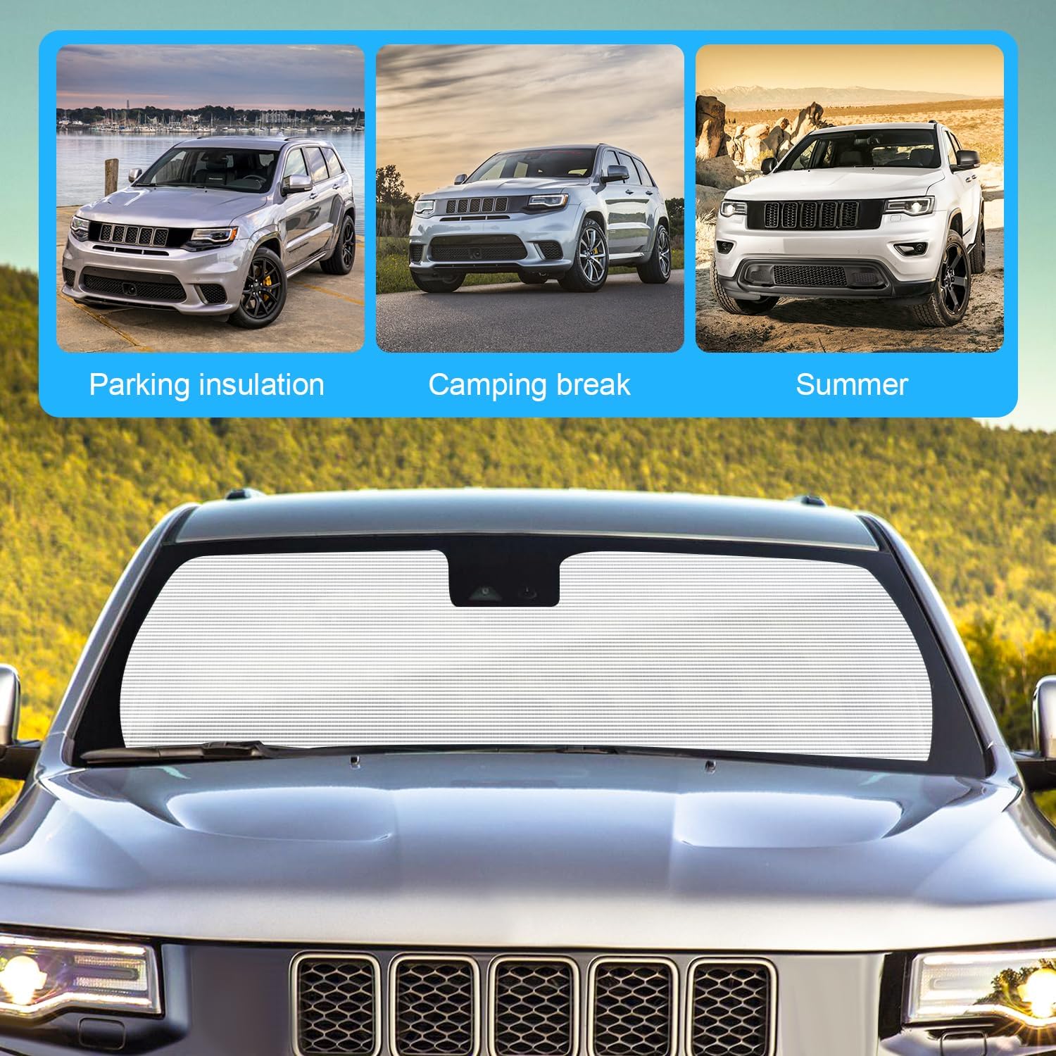 RT-TCZ Parasol para parabrisas Grand Cherokee, visera de ventana delantera para Jeep Grand Cherokee 2011-2020