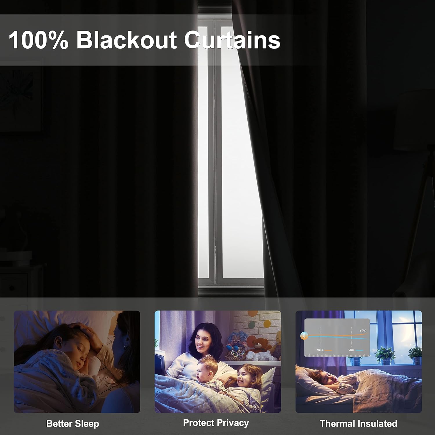 Cortinas 100% opacas con textura de lino para dormitoriosala de estar, cortinas de tratamiento de ventanas de ahorro de energía, tela de arpillera