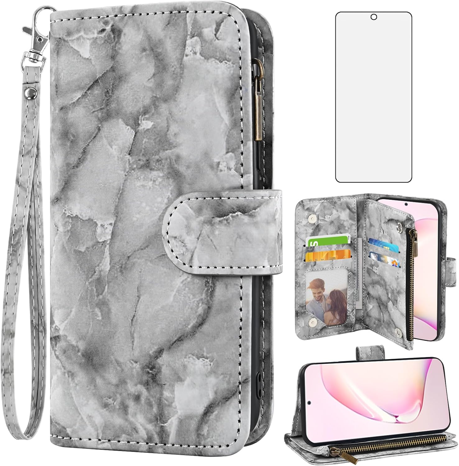 Asuwish Funda de teléfono para Samsung Galaxy Note 10 Lite con protector de pantalla de vidrio templado y soporte de ranura para tarjeta de crédito