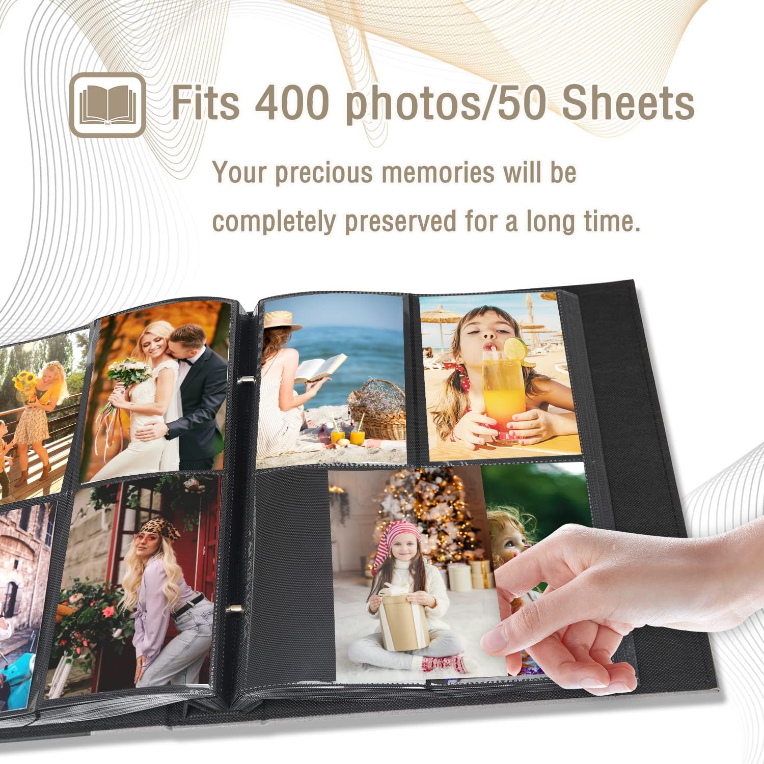 Artmag Álbum de fotos de 4 x 6 pulgadas, 400 fotos, álbum de fotos de tapa dura con capacidad para 400 fotos verticales de 4 x 6 pulgadas para