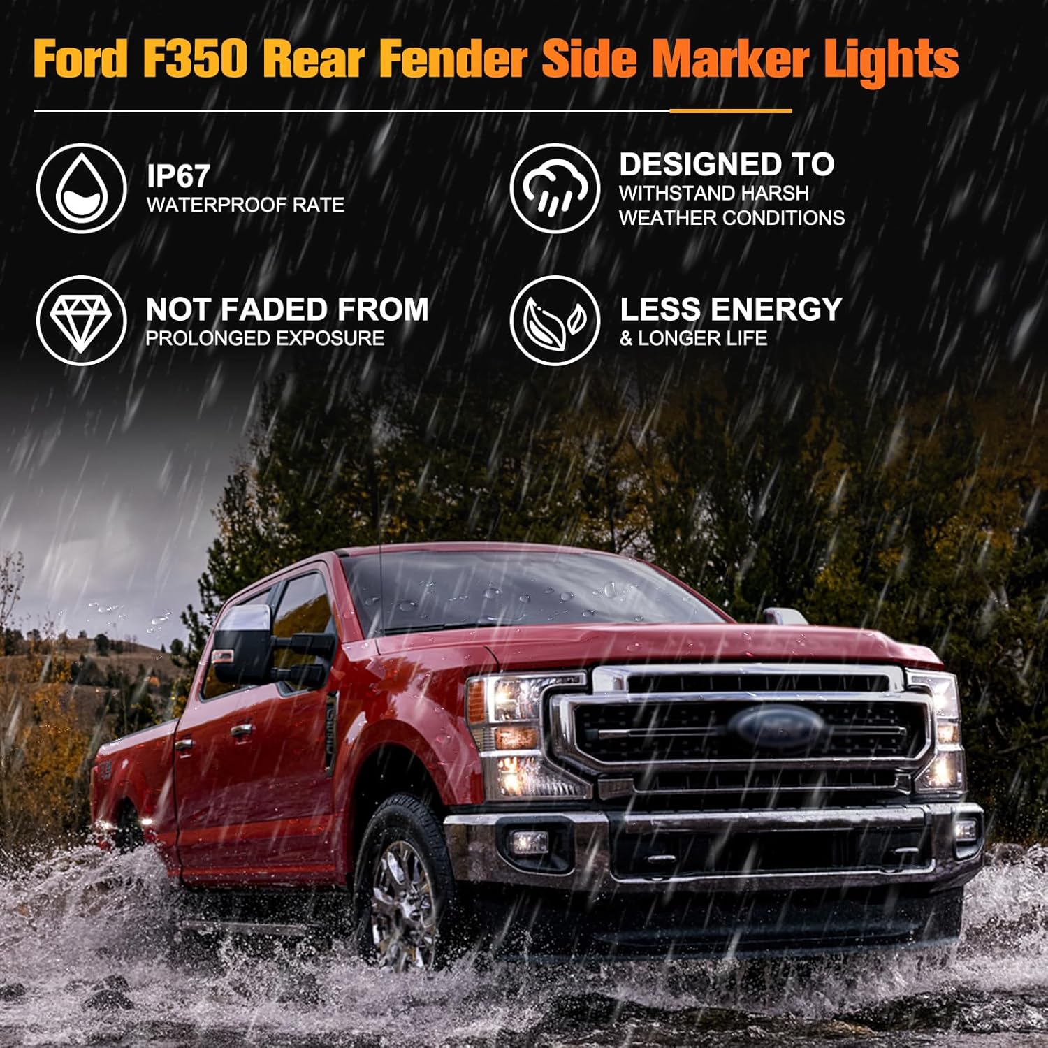 Luz LED blanca de marcador lateral para guardabarros, 4 unidades, para cama trasera, compatible con Ford F250, F350, F450, F550, Super