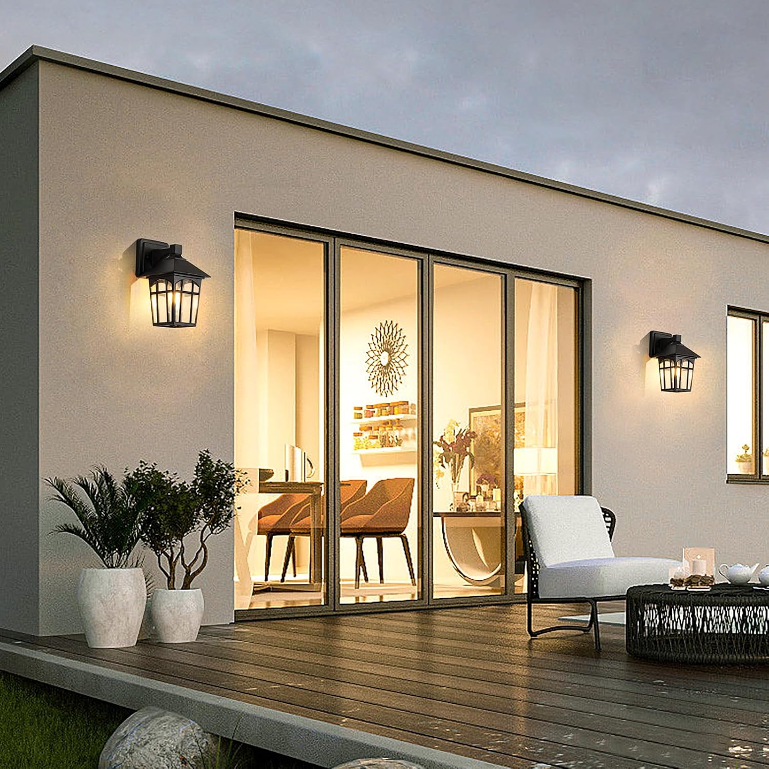 Zanritelit Farol de pared para exteriores, color negro mate, impermeable, accesorios de iluminación exterior, aplique de montaje en pared para casa,