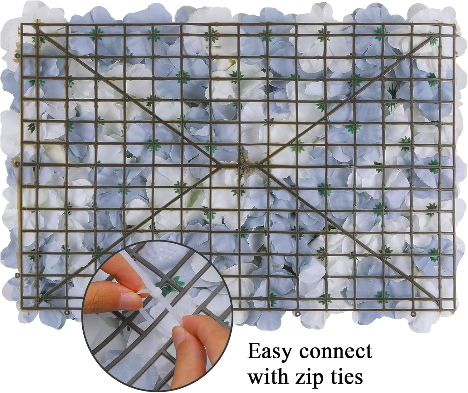 U’Artliens – Juego de paneles de pared de flores, telón de fondo de pared artificial de 24 x 16 pulgadas, panel floral de hortensias de seda 3D para