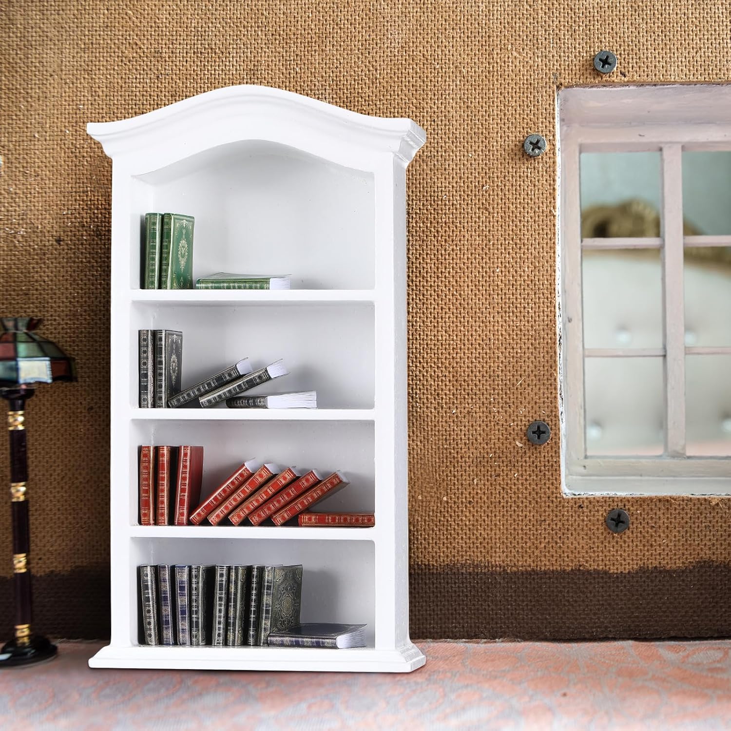 Poen 27 piezas 1 12 libros de casa de muñecas en miniatura a escala y una estantería de madera accesorios de decoración de casa de muñecas 1 12