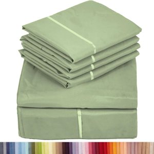 Juego de sábanas de rayón de 6 piezas hecho de bambú, juego de ropa de cama y fundas de almohada con bolsillos profundos, ropa de cama sedosa de Juego de sábanas de rayón de 6 piezas hecho de bambú, juego de ropa de cama y fundas de almohada con bolsillos profundos, ropa de cama sedosa de