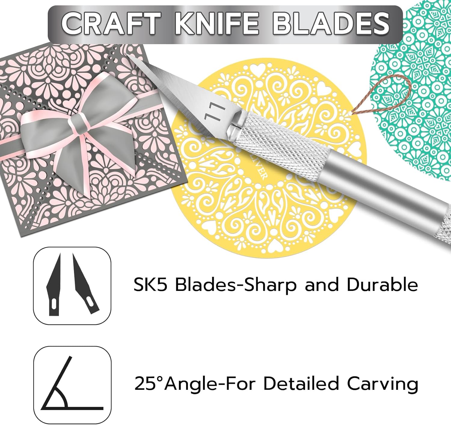 Jetmore Juego de 24 cuchillos Exacto, cuchillos para manualidades, kit de cuchillos de precisión para cortar bricolaje, tallar calabaza, recortar,