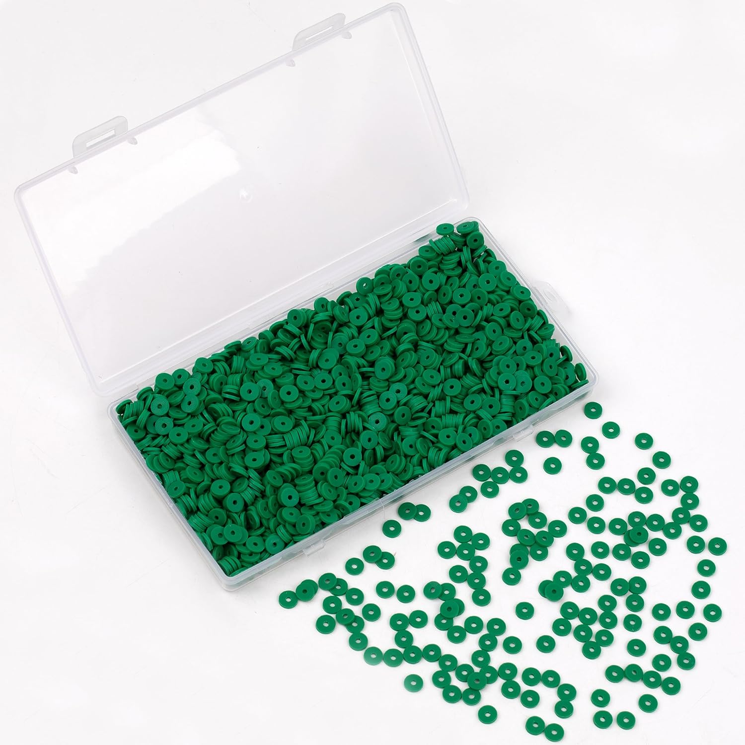 2000 cuentas de arcilla blanca, cuentas espaciadoras de arcilla polimérica, cuentas planas redondas de vinilo Heishi de 0.236 pulgadas para