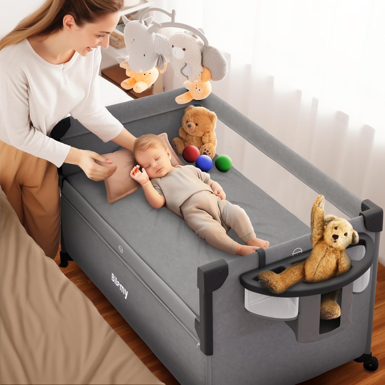 Cuna de bebé 7 en 1 versátil paquete y juego con moisés  Cunas para Bebes  Cunas para Bebes  Cuna para dormir de noche, perfecto para viajes, al