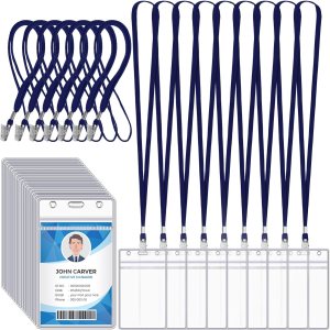 100 cordones para insignias de identificación y 100 piezas para identificación y etiquetas de nombre, cordones de cuello plano con clip, 100 cordones para insignias de identificación y 100 piezas para identificación y etiquetas de nombre, cordones de cuello plano con clip,