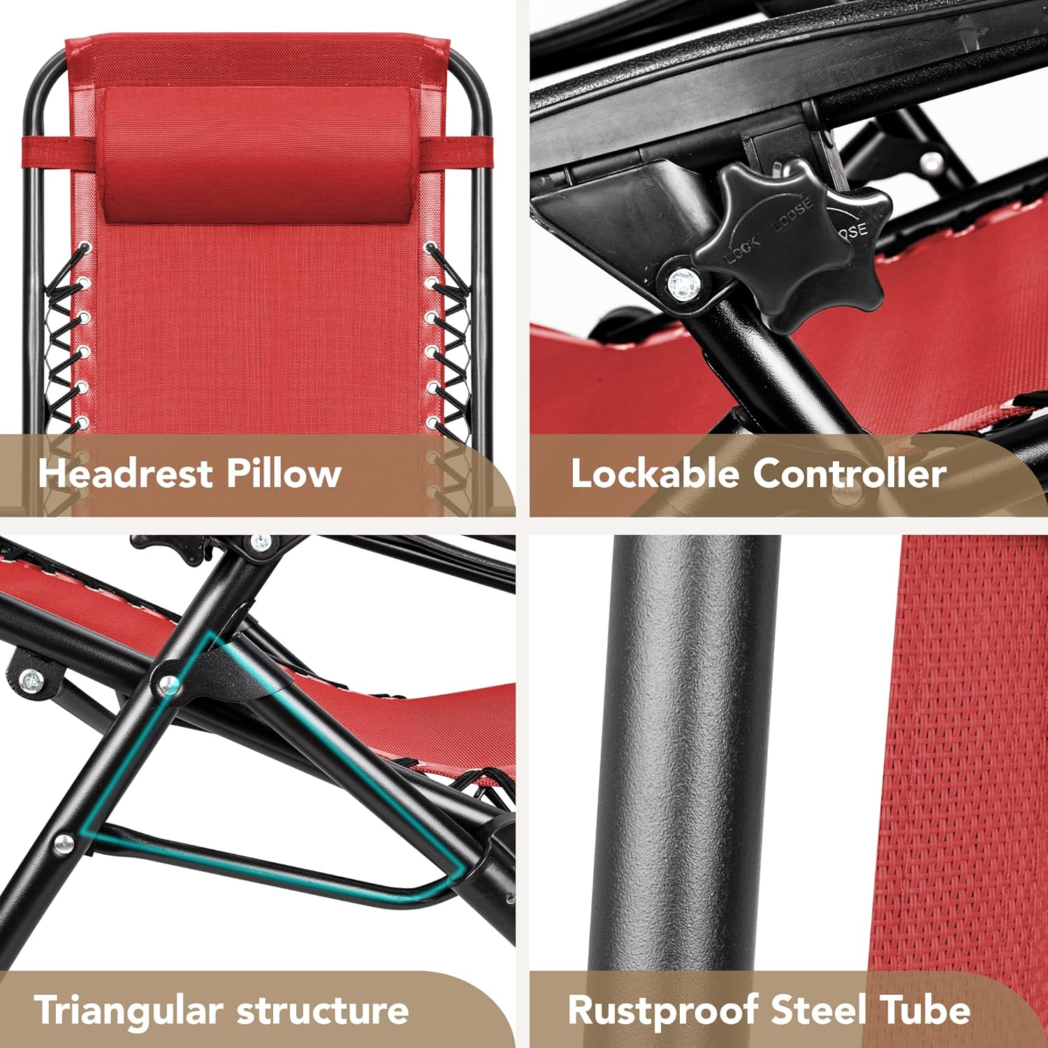 Devoko Patio Zero Gravity – Silla plegable para exteriores, sillas reclinables ajustables para el lado de la piscina, con silla de césped con