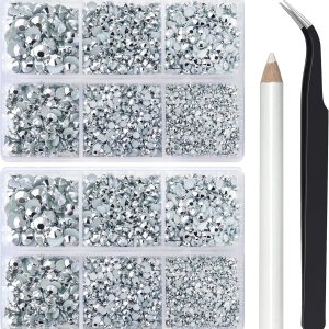 10000 piezas de diamantes de imitación plateados para manualidades, zapatos, ropa, diamantes de imitación plateados con parte trasera plana, kit de 10000 piezas de diamantes de imitación plateados para manualidades, zapatos, ropa, diamantes de imitación plateados con parte trasera plana, kit de