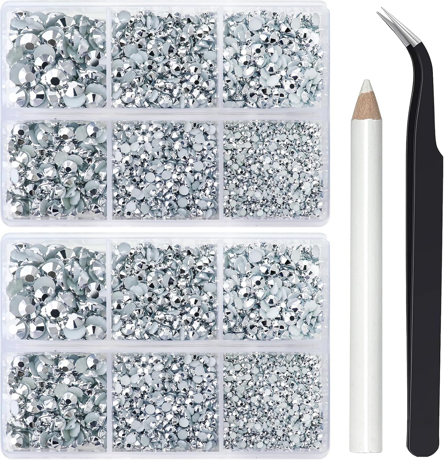 10000 piezas de diamantes de imitación plateados para manualidades, zapatos, ropa, diamantes de imitación plateados con parte trasera plana, kit de