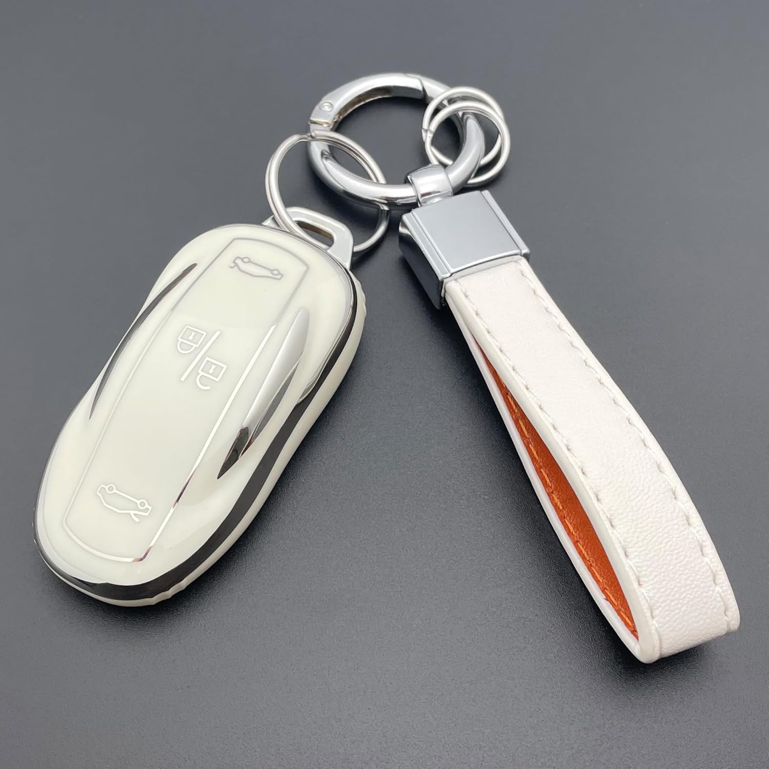TANDRIVE Funda para llavero para Tesla Model S, color blanco