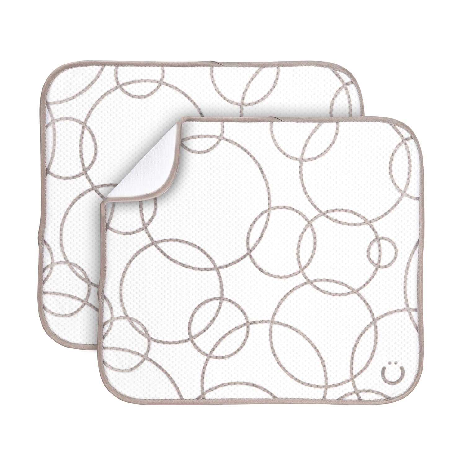 Ubbi Tapete de secado de platos de microfibra color topo, tapete de secado de biberones, tapete de cocina para encimera, paquete de 2