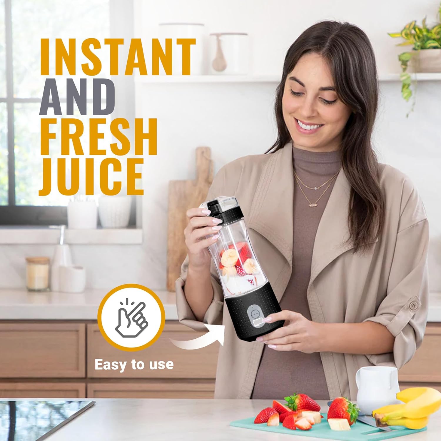 HIVE LIFE – Licuadora portátil para batidos y licuados, potente licuadora personal de 22000 rpm, sin BPA, licuadora USB de 13 onzas, portátil,