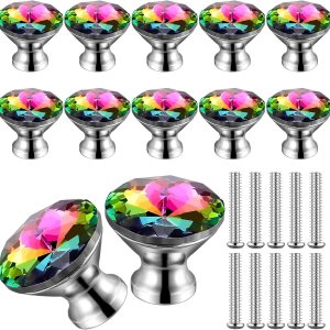 Jetec 20 pomos de cristal de cristal para armarios de 1.18 pulgadas (1.181 in), pomos coloridos para cajones (estilo colorido y elegante) Jetec 20 pomos de cristal de cristal para armarios de 1.18 pulgadas (1.181 in), pomos coloridos para cajones (estilo colorido y elegante)