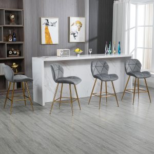 ZJhome Juego de 4 taburetes de bar modernos de terciopelo de 24 pulgadas, taburetes de bar de altura de encimera con reposapiés y patas doradas para ZJhome Juego de 4 taburetes de bar modernos de terciopelo de 24 pulgadas, taburetes de bar de altura de encimera con reposapiés y patas doradas para