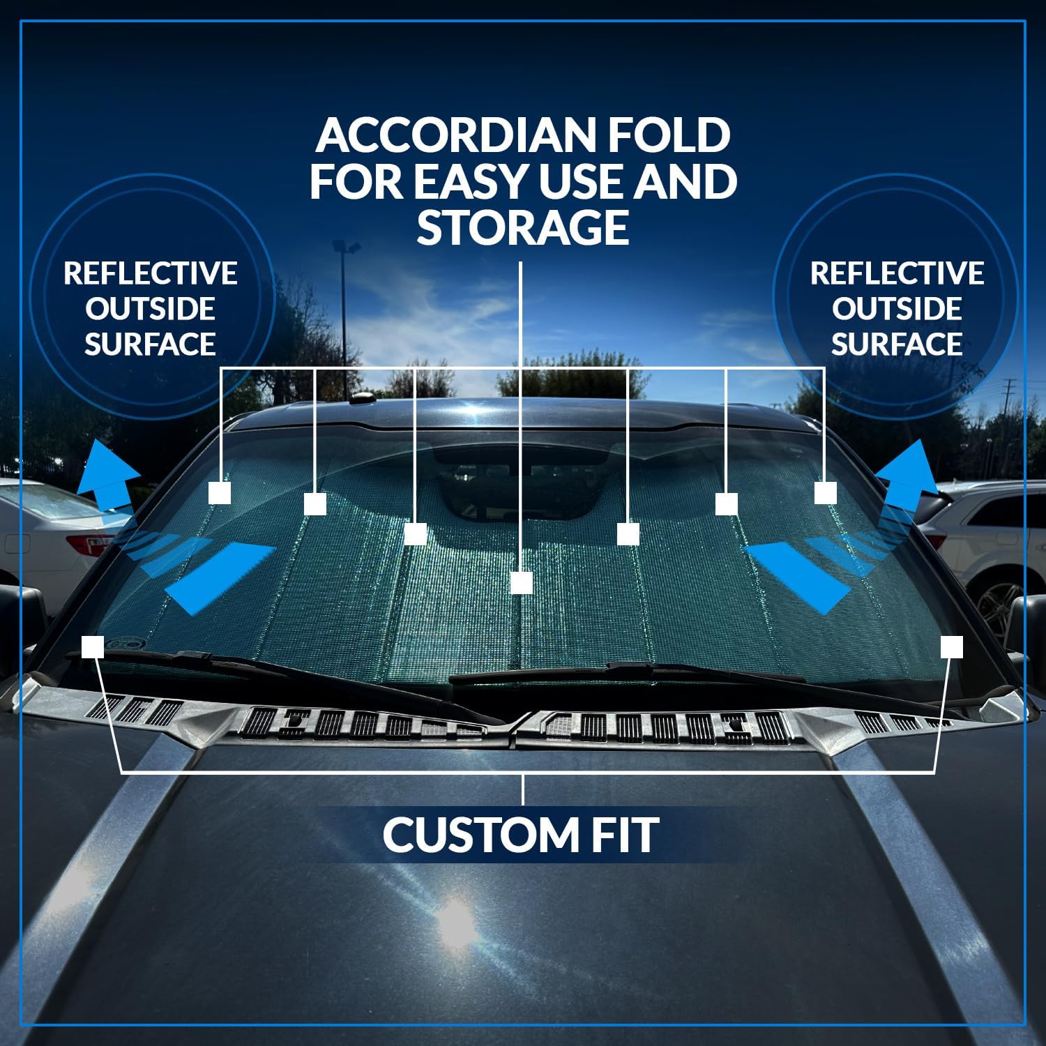SS-055 – Parasol para parabrisas delantero de automóvil compatible con Cadillac SRX 2010-2016  Protector solar estilo acordeón de ajuste