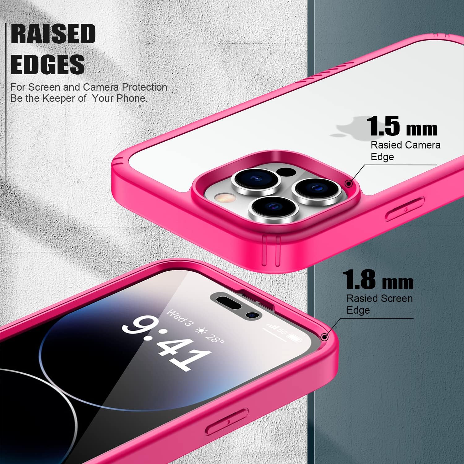 Goodon Funda para iPhone 14 Pro con protector de pantalla y protector de lente de cámara, probada contra caídas militares desde 6 pies, funda