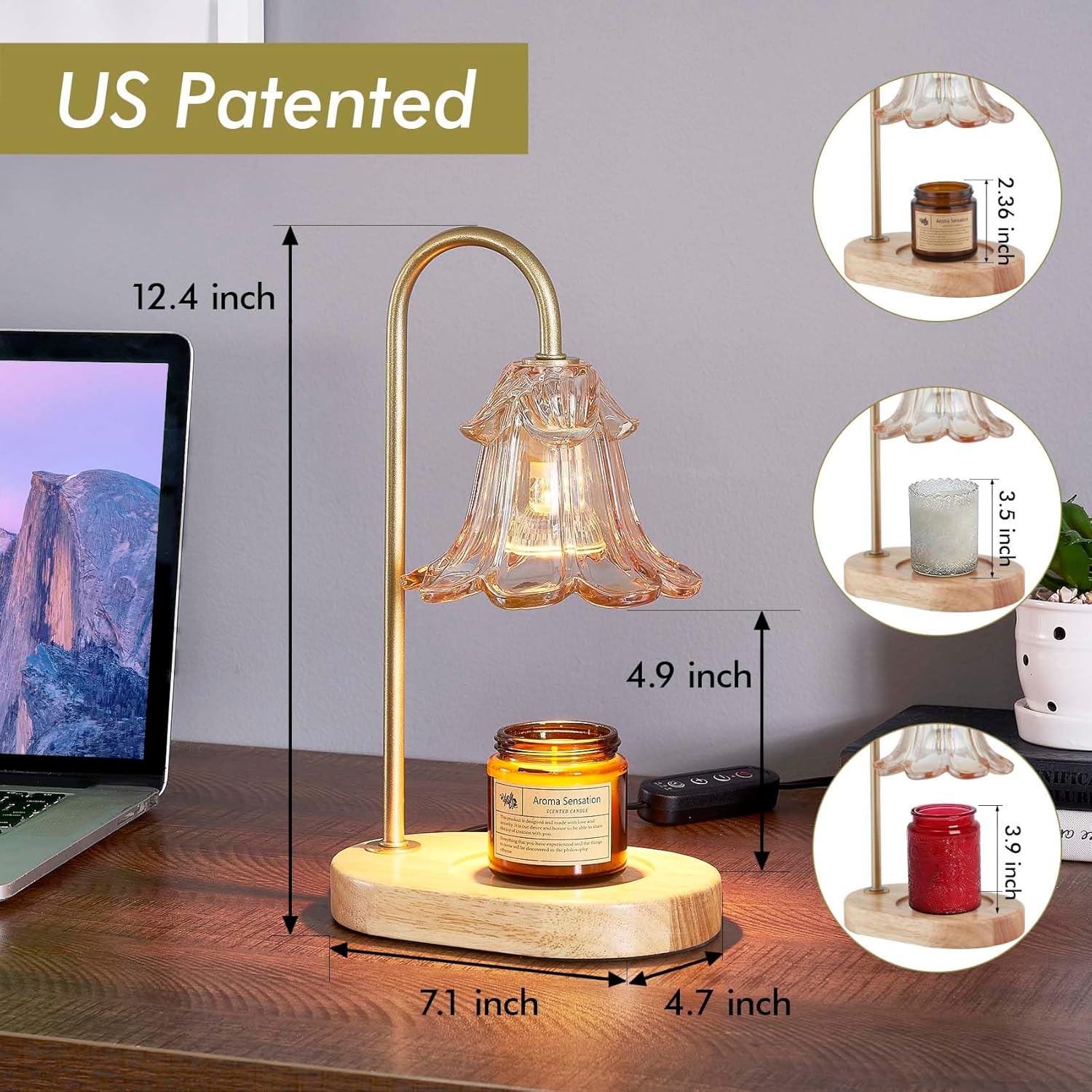 Lámpara calentadora de velas, calentador de velas regulable con temporizador, decoración del hogar, calentador eléctrico de cera derretida para