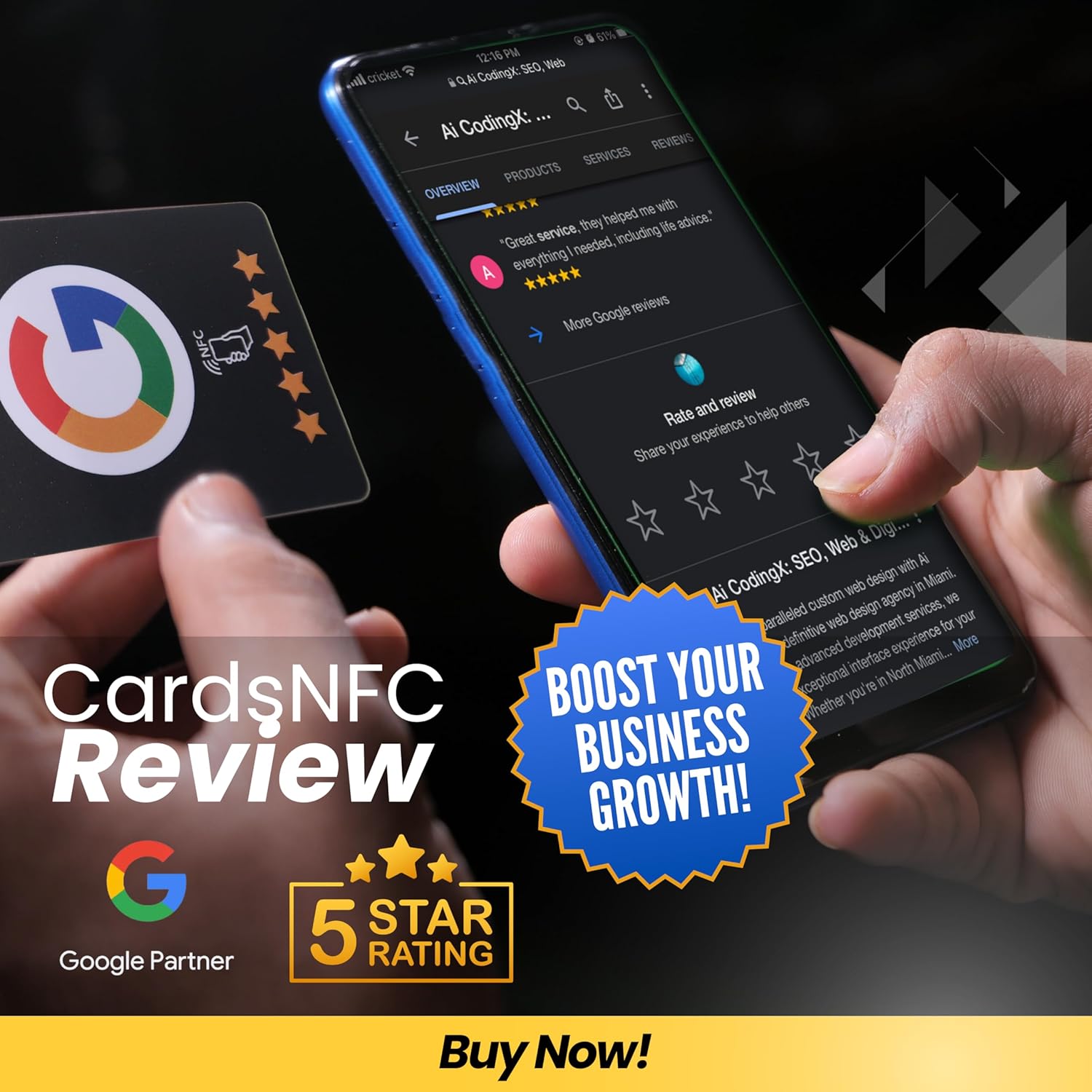 Revisa 10 tarjetas Tap Card, reutilizable Smart Tap NFC para revisiones instantáneas – iPhone y Android – Impulsa las reseñas comerciales rápidamente