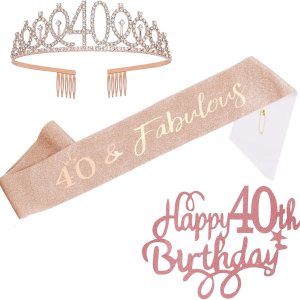 Tiara y banda de cumpleaños número 40 para mujer, elegante corona y banda de reina de cristal para mujer, elegante tiara de princesa con peines, Tiara y banda de cumpleaños número 40 para mujer, elegante corona y banda de reina de cristal para mujer, elegante tiara de princesa con peines,