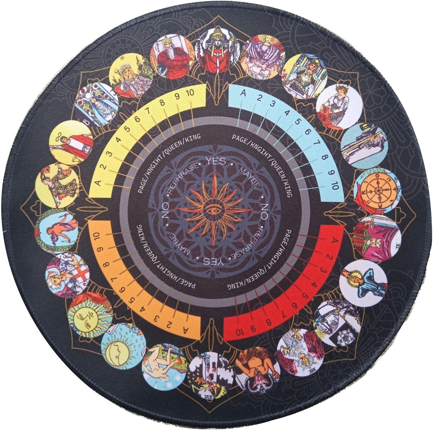 Tablero de péndulo Adivinación de radiestesia, Altar Tarot Card Pad, Ceremonia de péndulo de radiestesia Alfombrilla de goma, Tablero de mensajes