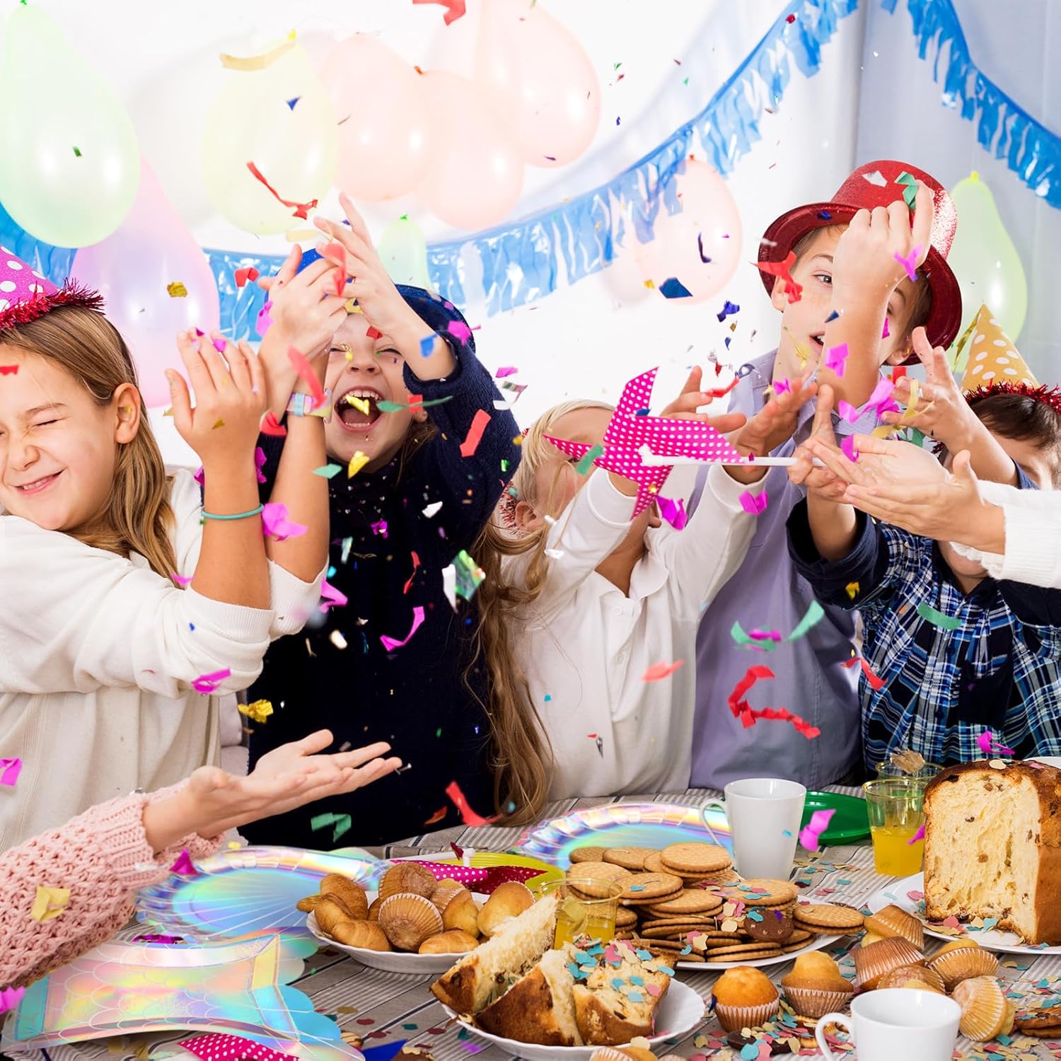 300 piezas de suministros para fiesta temática de sirenas, incluye platos, servilletas, cucharas de plástico, tenedor, cuchillos para baby shower,