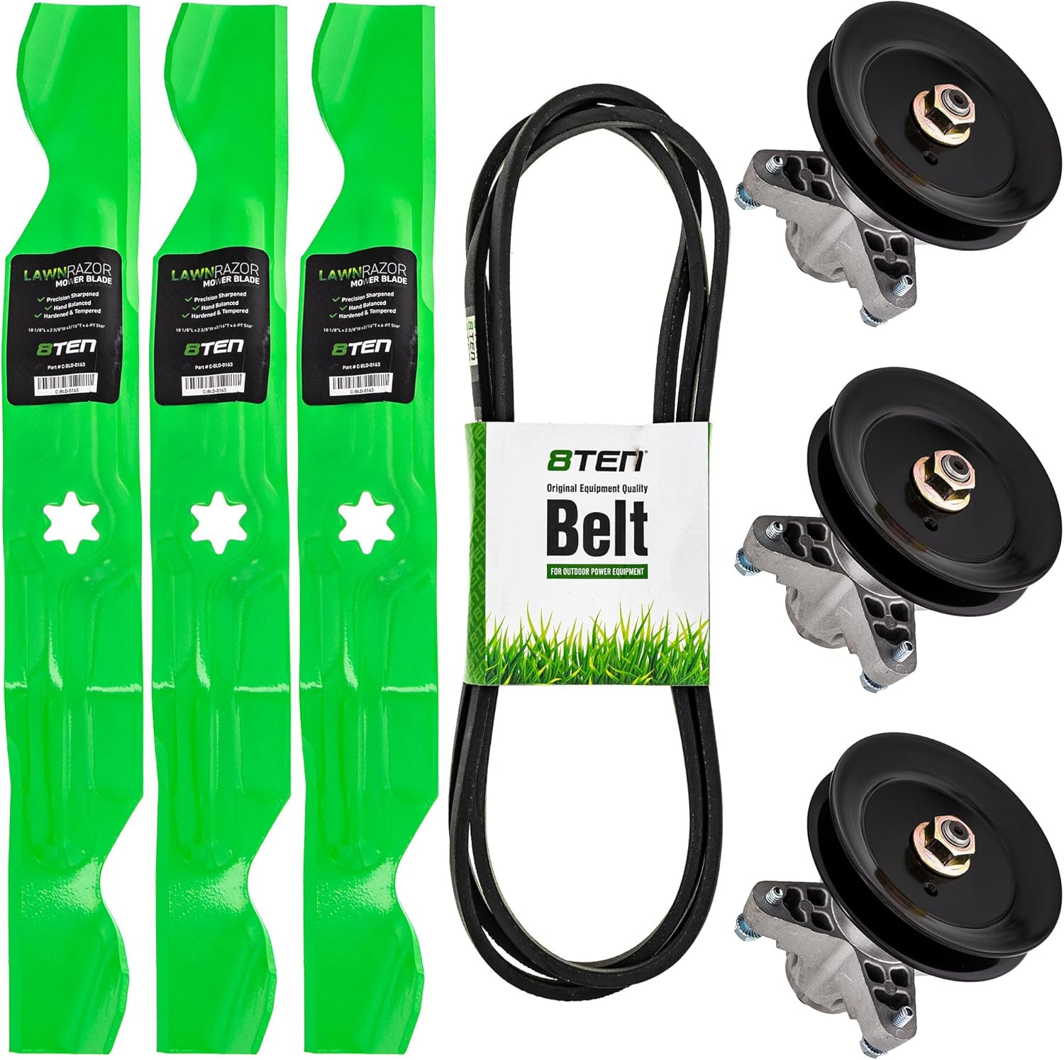 8TEN Kit de correa de husillo de hoja de cubierta para Cub Cadet i1050 Troy Bilt Horse Craftsman LT-5000 50 pulgadas 918-04125 942-04053C