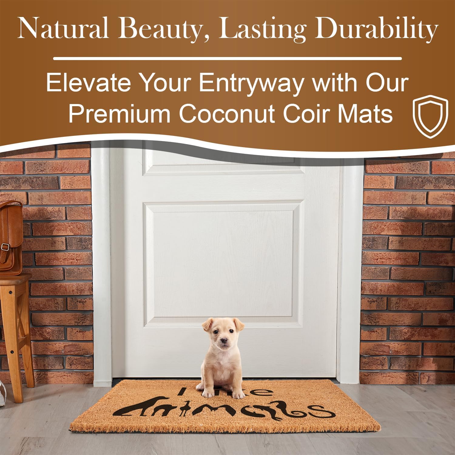 Tapete para puerta con texto en inglés “I Like Animals”, resistente fibra de coco gruesa para exterioresinteriores con respaldo de PVC