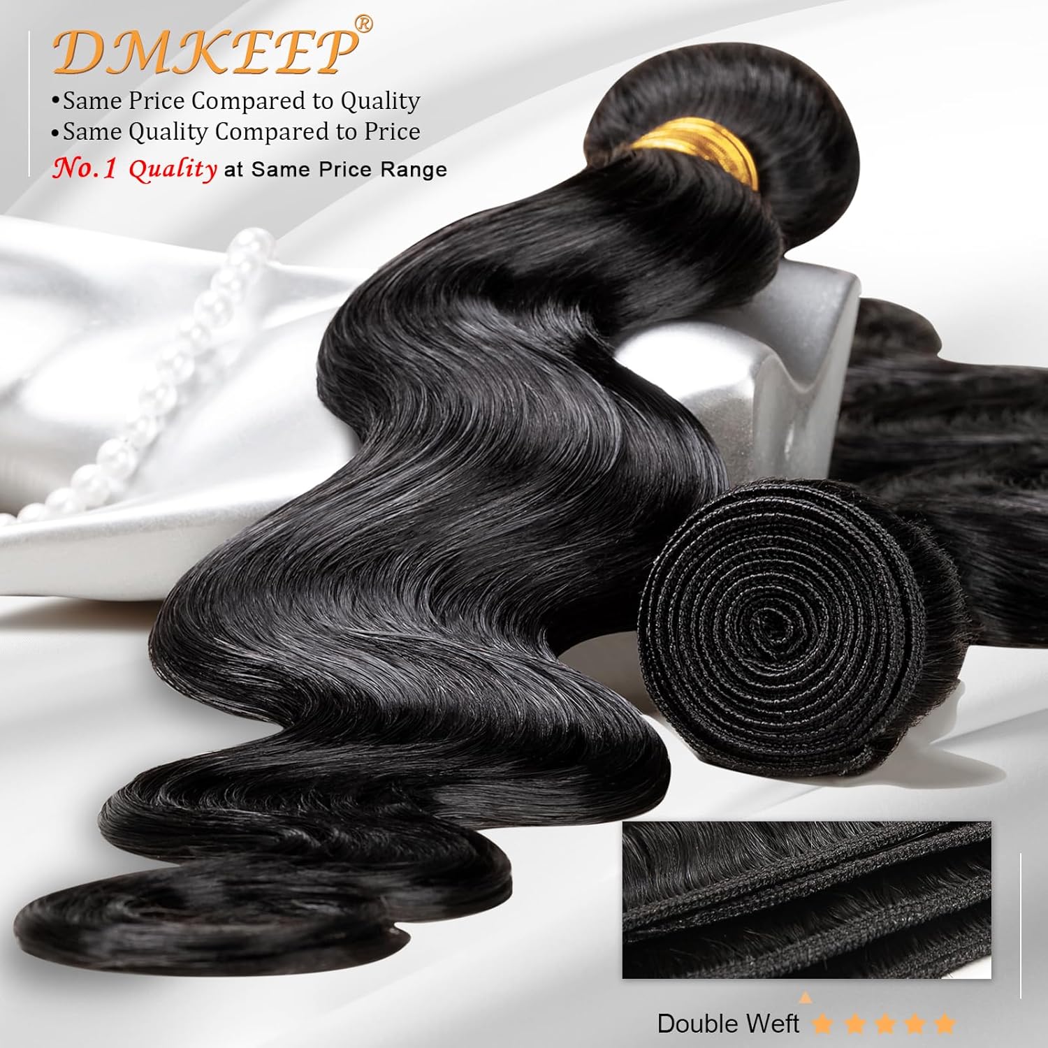DMKEEP Manojos de cabello humano 12A de 20, 22, 24 pulgadas, paquetes de cabello humano ondulado 100% sin procesar, cabello humano virgen brasileño