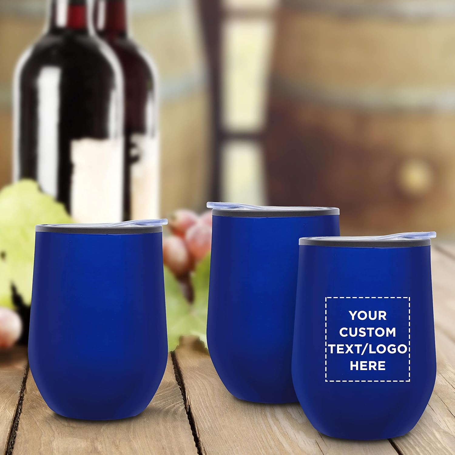 Vasos de vino personalizados sin tallo de 12 onzas, juego de 24, paquete personalizado a granel, aislados, perfectos para vino, cócteles, otras