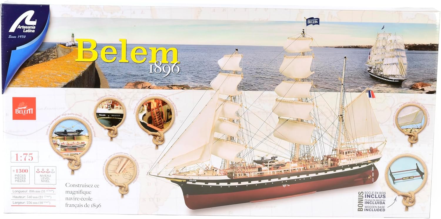 Artesanía Latina – Kit de modelo de barco de madera – Barco de entrenamiento francés, Belem – Modelo 22519, escala 175 – Modelos para montar –