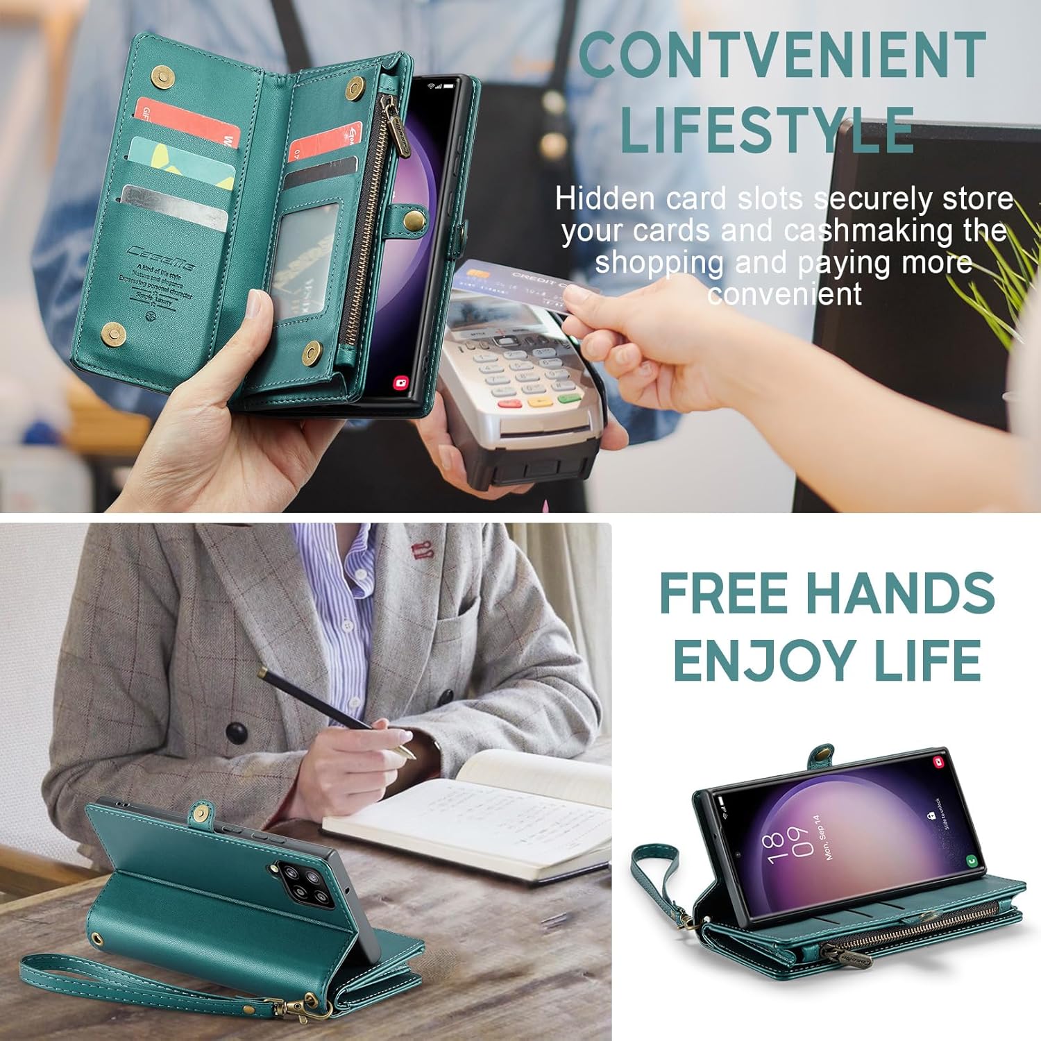 ASAPDOS Funda para Samsung Galaxy A42 5G, correa de piel sintética retro con cierre magnético, bloqueo RFID, tarjetero y función atril para hombres
