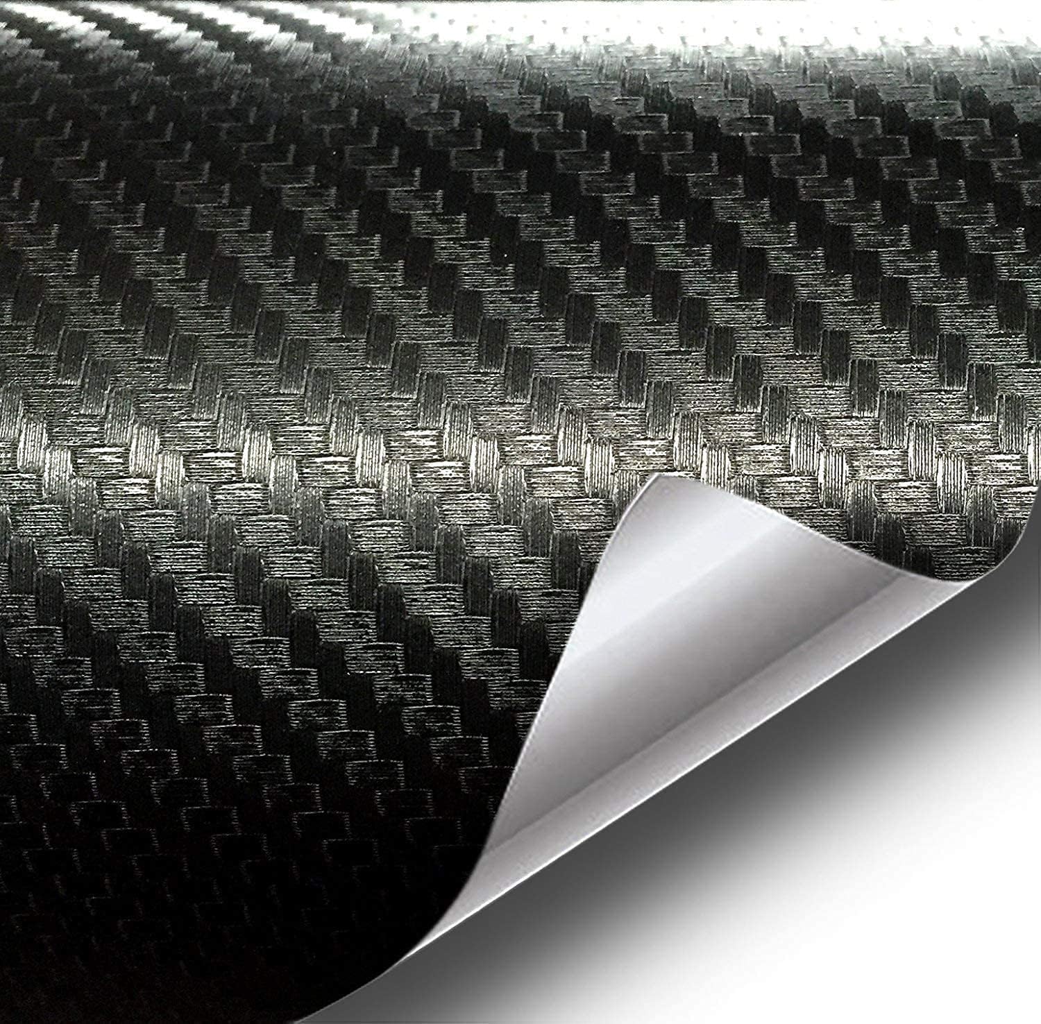 VViViD Rollo de cinta adhesiva de vinilo de liberación de aire de fibra de carbono negra (6 pulgadas x 20 pies)