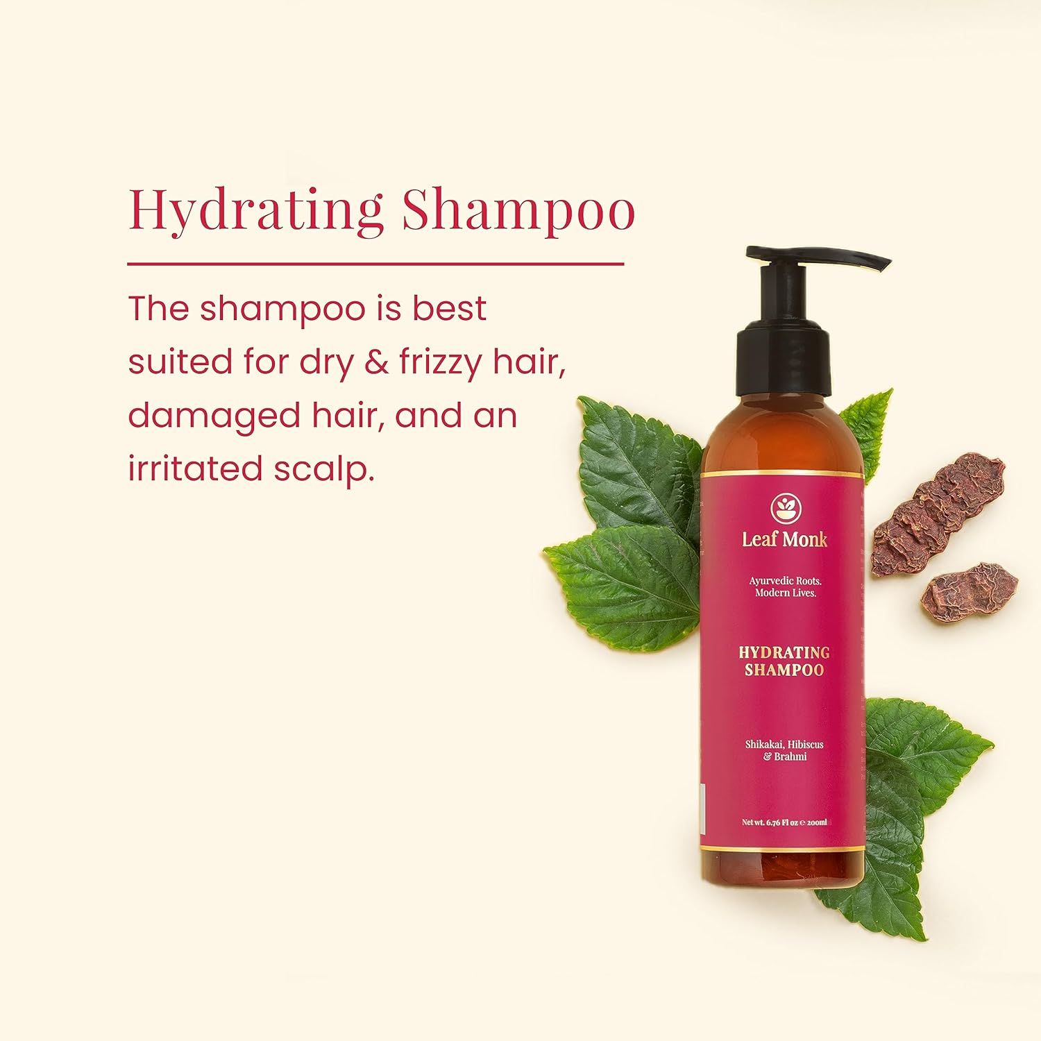 Champú hidratante ayurvédico  Ayuda a fortalecer los folículos capilares, hidratantes y nutritivos  Con extracto de Brahmi, fruta Shikakai y flor de