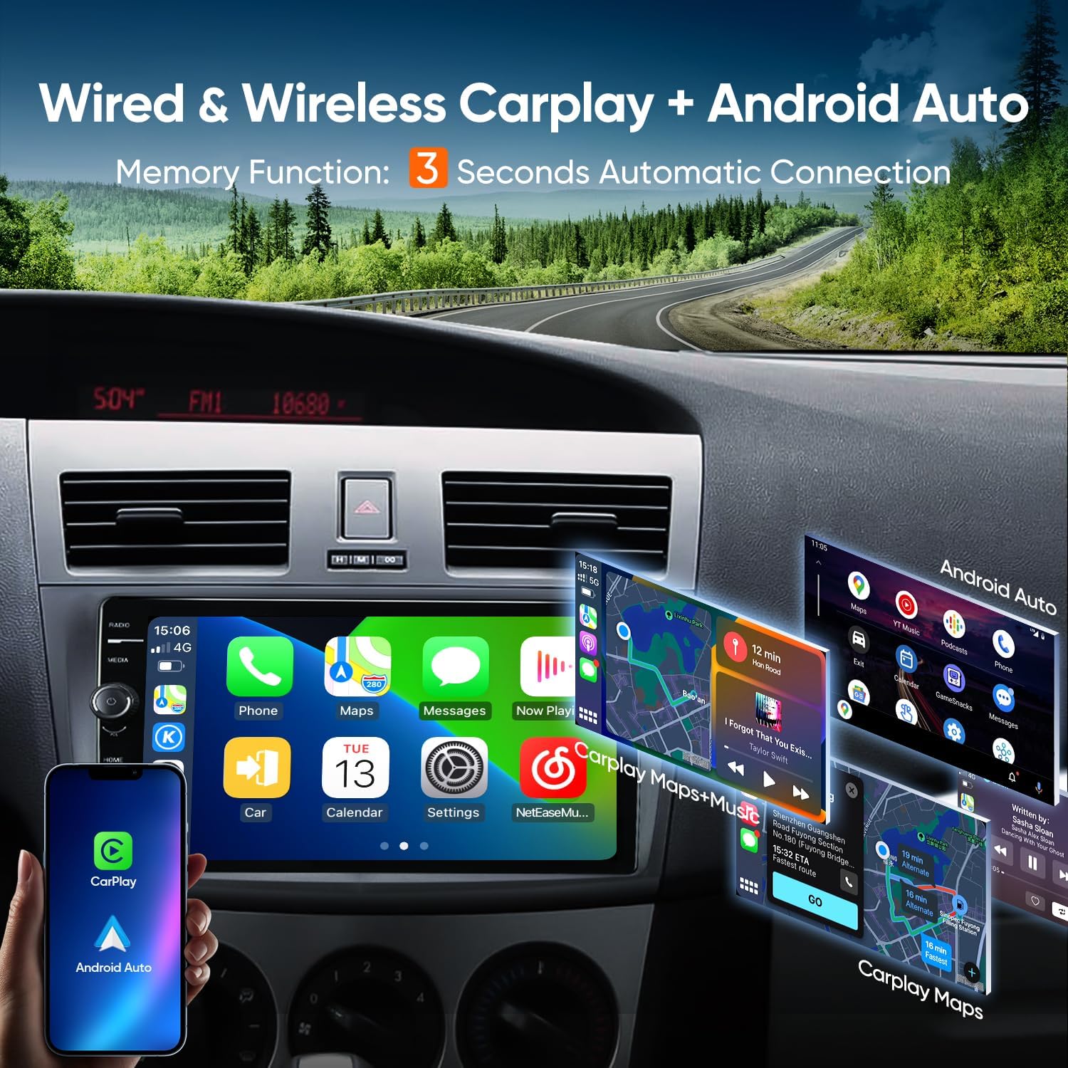 5G WiFi 8Core compatible con 2010-2013 Mazda 3 sistemas de audio radio estéreo para coche con Carplay y Android AutoAirplayMirroring1080P SWC