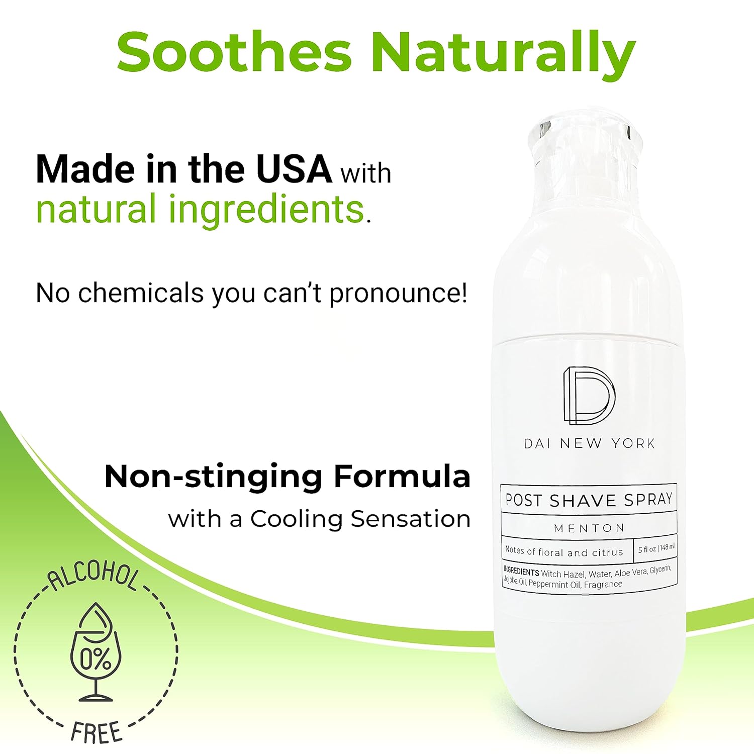 Spray para después del afeitado, fórmula natural sin alcohol, solución para después del afeitado para mujeres y hombres, 5 onzas (cítrico floral