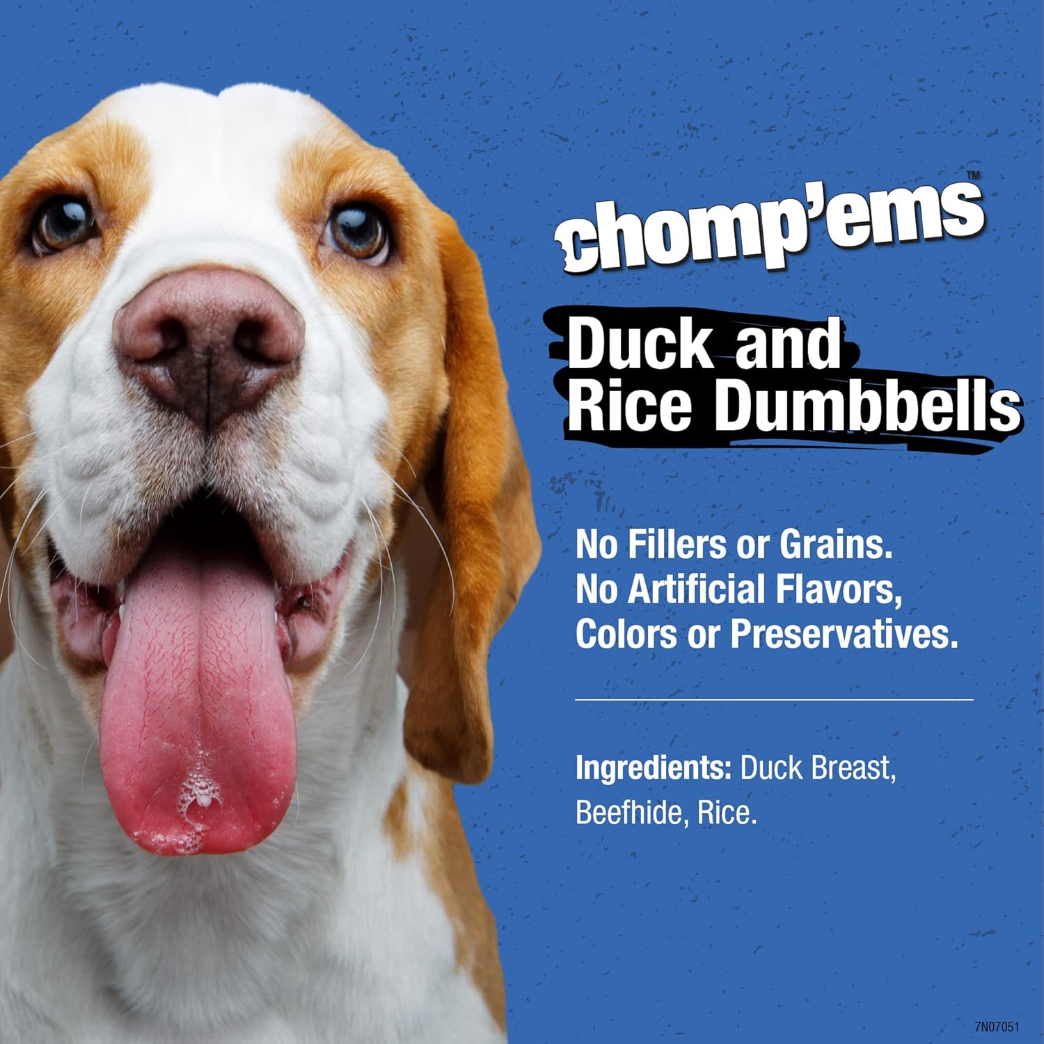 Chomp’ems – Mancuernas de pato y arroz, 4 onzas, golosinas saludables y ricas en proteínas para perros, masticables para perros