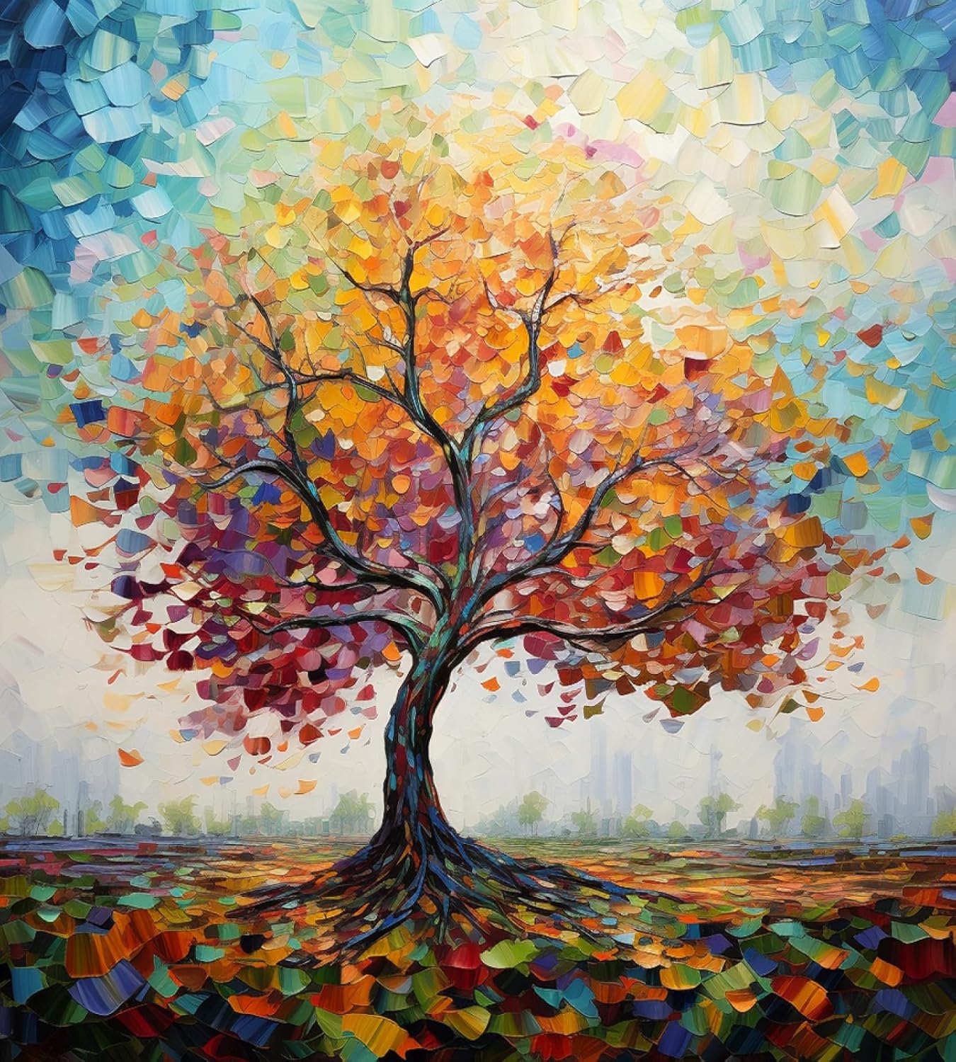 PIPISKY Kits de pintura por números para adultos, árbol colorido, kits de pintura por números sobre lienzo, suministros de pintura al óleo para