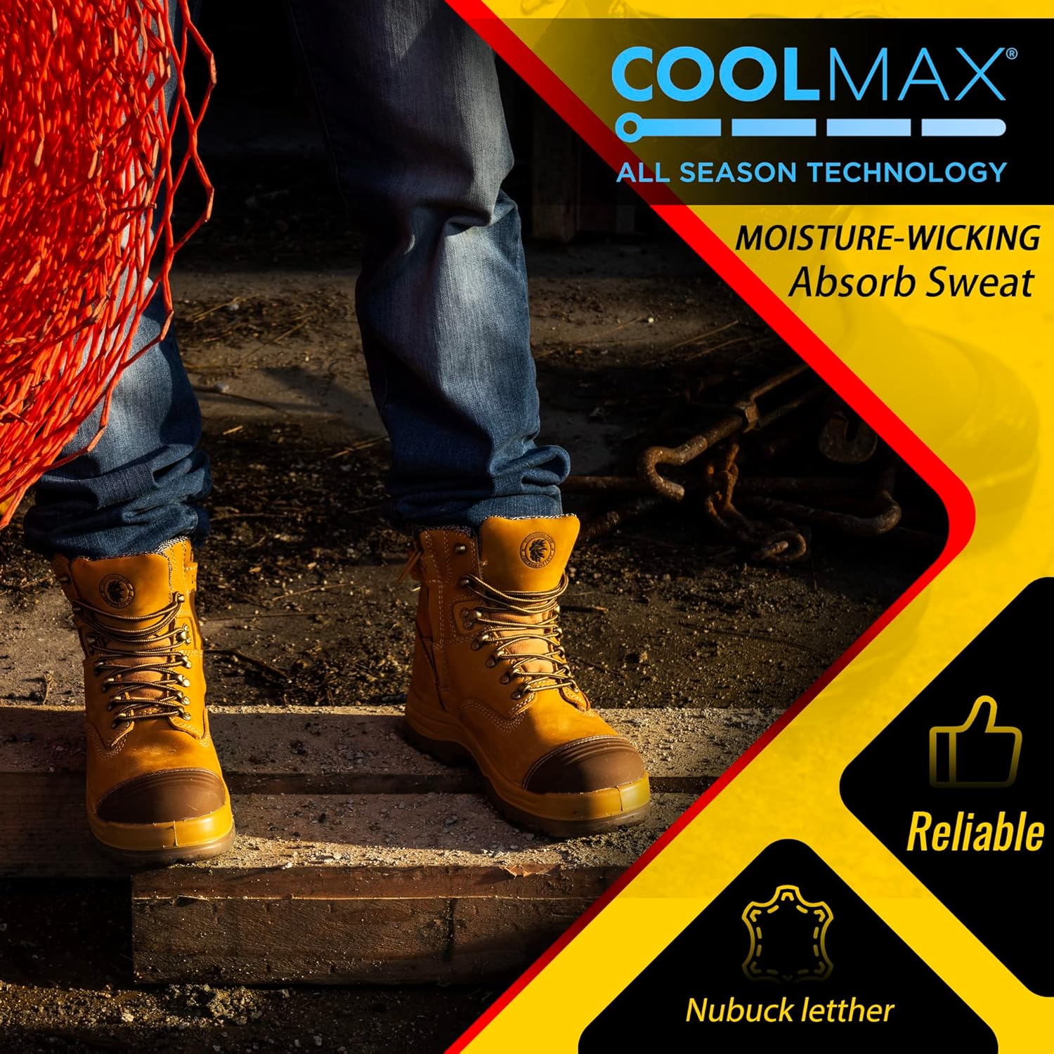 ROCKROOSTER Botas de trabajo para hombre, 7 pulgadas, punta de acero, cremallera lateral, zapatos de cuero aceitado de seguridad antideslizantes,
