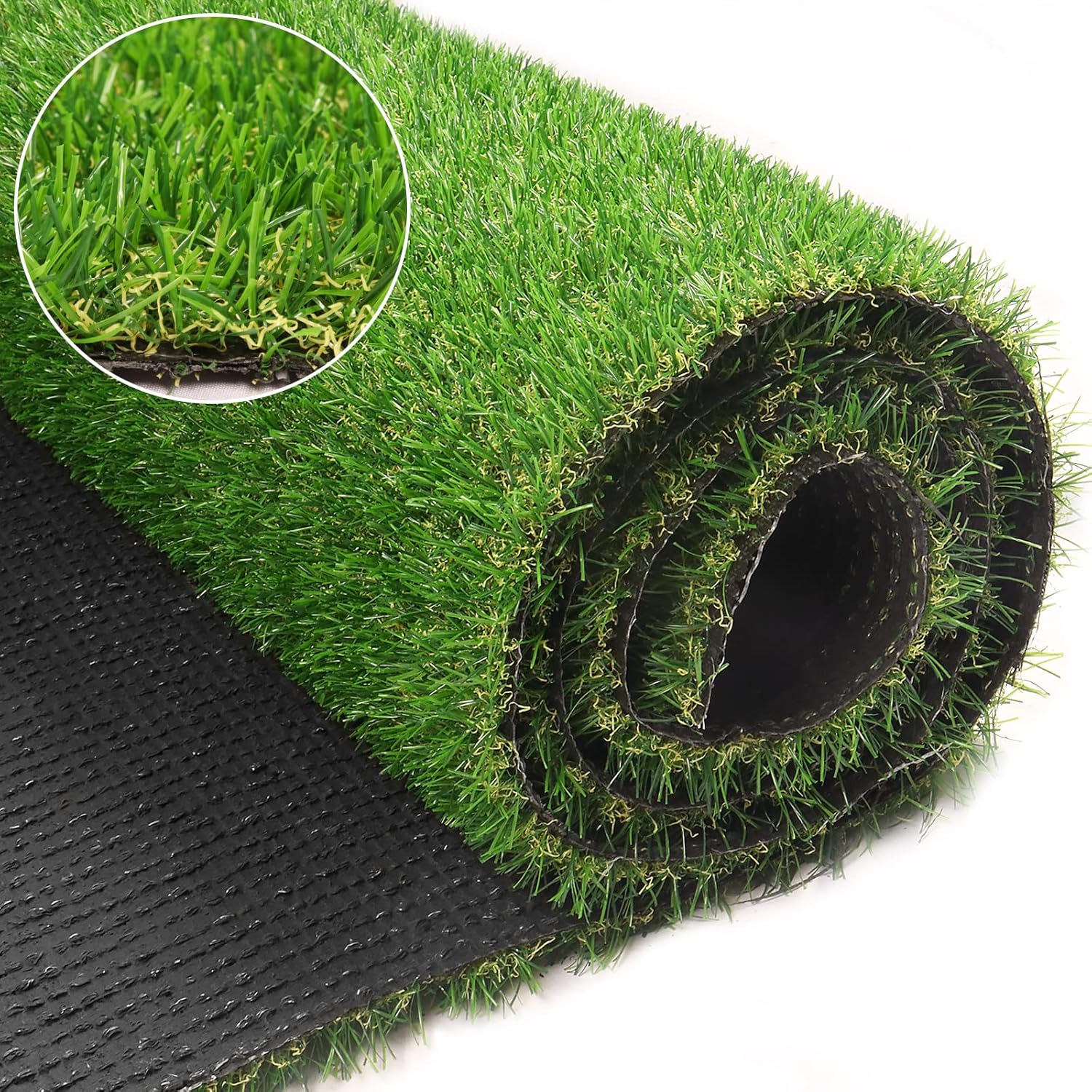 Weidear Alfombra de césped artificial realista de 3 x 3 pies, con agujeros de drenaje, 0.787 in para interior y exterior, césped sintético para