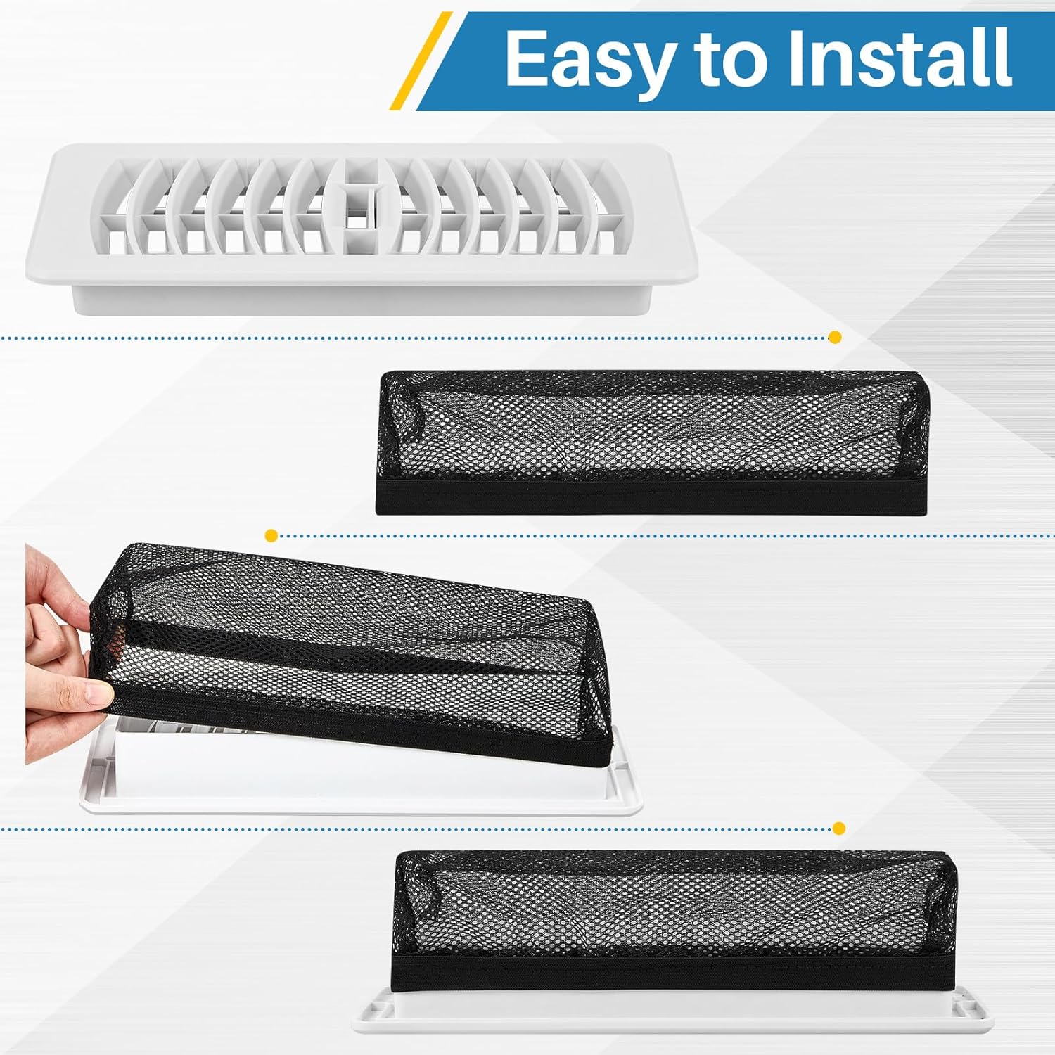Zonon 6 piezas de cubierta de registro de piso de 4 x 10 pulgadas, campanas de ventilación de piso, pantalla de ventilación, filtros de ventilación