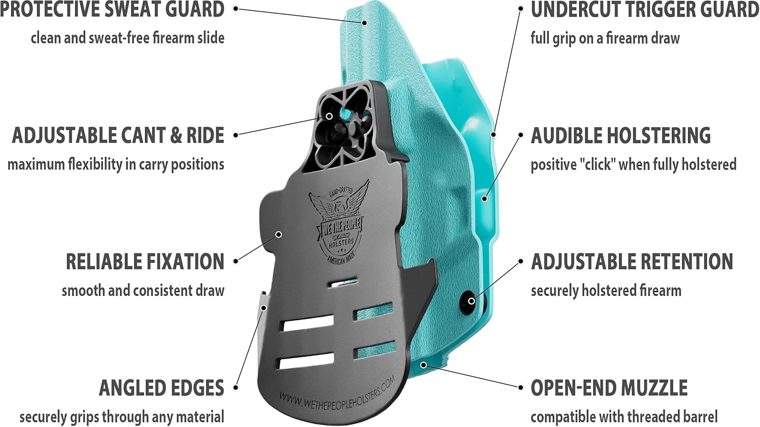 We The People Holsters – Aqua – Cinturón exterior abierto – Funda OWB Kydex – Paseoinclinaciónretención ajustable